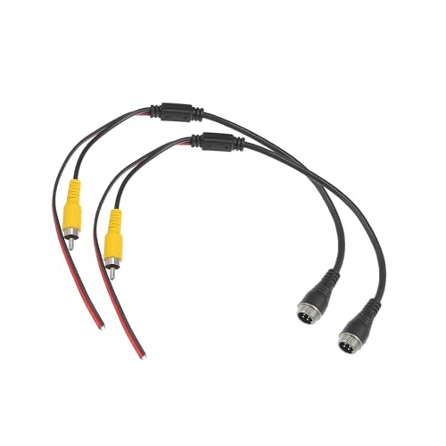 ACROPIX 2pcs Car Camera Adapter 4 Pin to RCA Adapter M12 4-Pin Male to RCA AV Male with Trigger Wire Connector Wire Monitor Video Cable Car Parts