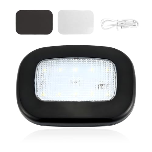 Car Interior Ceiling Roof Light, Magnetic Wireless Dome Map Lamp 10 LEDs Bright Reading Lights, Universal USB Rechargeable Dome Light Fixture for RV Camper Trailer Boat (Black) - color: Black