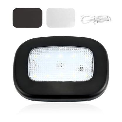 Car Interior Ceiling Roof Light, Magnetic Wireless Dome Map Lamp 10 LEDs Bright Reading Lights, Universal USB Rechargeable Dome Light Fixture for RV Camper Trailer Boat (Black) - color: Black