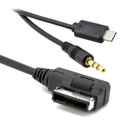 xiwai Media in AMI MDI to Stereo 3.5mm Audio & USB-C Aux Adapter Cable for Car VW Audi 2014 A4 A6 Q5 Q7