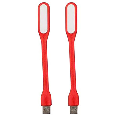 Mini Flexible Light, Portable USB Led Reading Night Lamp for PC Laptop Computer Notebook Power Bank - 2 Pack (Red) - color: Red