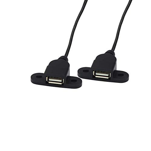 QiCheng&LYS USB 2.0 Male to Dual Female Charging Extension Cable, Furniture nightstand USB Charging Port, Panel Mount Cable with Screw Hole 5ft (1pc 1.5m Cables and adapters) - color: 1 pcs Dual Female 1.5m with Adapters
