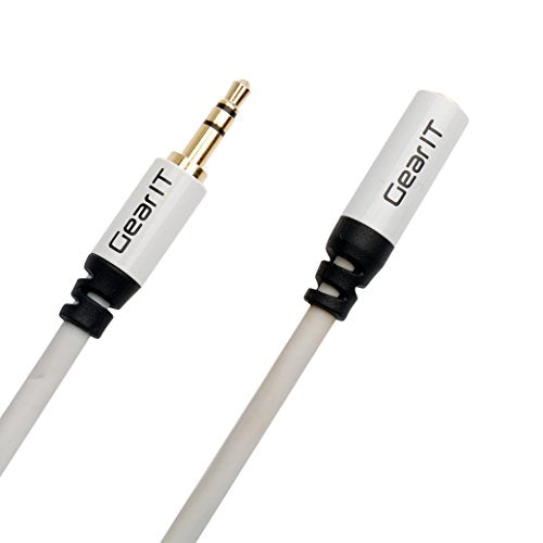 6ft 3.5mm Extension Cable, GearIT 2-Pack Pro Series Preminun Gold Plated 6 Feet 3.5mm Auxiliary Audio Stereo Extension Male to Female Cable, White - color: White, size: 6 Feet (2-Pack)