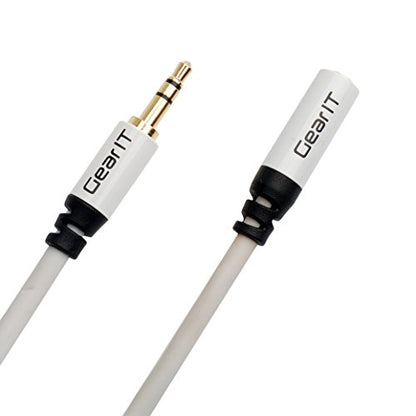 10ft 3.5mm Extension Cable, GearIT 2-Pack Pro Series Preminun Gold Plated 10 Feet 3.5mm Auxiliary Audio Stereo Extension Male to Female Cable, White - color: White, size: 10 Feet (2-Pack)