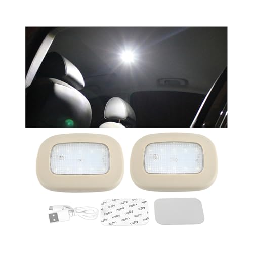 Car Interior Dome Lamp, Magnetic USB Vehicle Ceiling Roof Reading Light, Rechargeable Wireless Automotive Inside Lighting Accessories, Universal for SUV Trailer Camper (Beige) - color: Beige