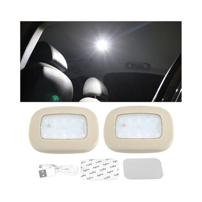 Car Interior Dome Lamp, Magnetic USB Vehicle Ceiling Roof Reading Light, Rechargeable Wireless Automotive Inside Lighting Accessories, Universal for SUV Trailer Camper (Beige) - color: Beige