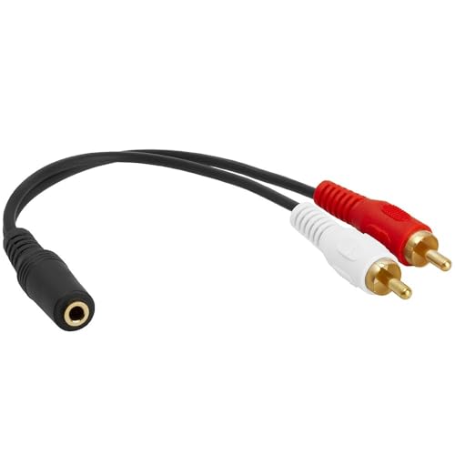 Cmple - 3.5mm Female to 2 RCA Male Stereo Audio Y Cable Adapter for TV, Smartphones, MP3 Players, Tablets, Speakers - Mini Plug Headphone Splitter - 6 Inch - color: 3.5mm F to 2 RCA M, size: Single