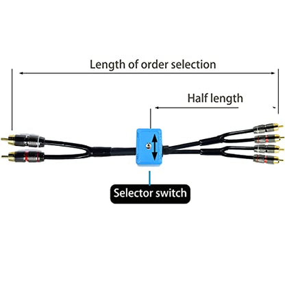 2ft Sound Channel swicher 2 male to 4 Male RCA Switch Selector 2 input 1 Output R/L Stereo Audio 1 in 2 Out Stereo Audio Splitter with Mute Button No External Power Required CD Speaker DVD Playe - size: 2ft, style: rca switch