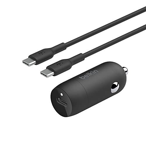 Belkin BoostCharge 30W USB-C Car Charger with USB-C Cable - size: 54mm x 20mm, style: Charger + USB- C Cable
