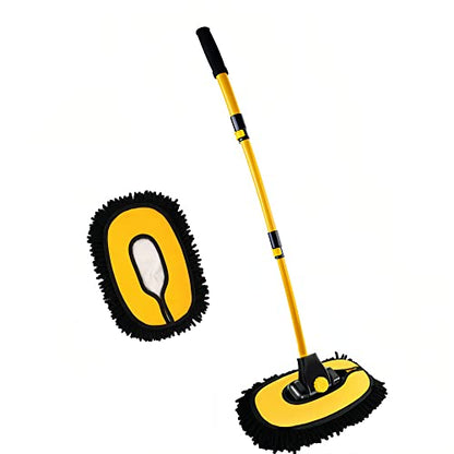 MVEQRRN 15°Curved Chenille Car Wash Brush Mop with Long Handle(Yellow) - color: Yellow-001