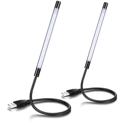 Tujoe 2 Pcs USB LED Gooseneck Light for Laptop Keyboard,Black - color: Black