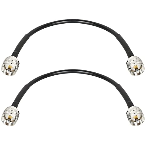 MOOKEERF RG8x Jumper Cable 1ft,2 Pack PL259 Jumper CB Coax Cable 50 Ohm,UHF PL259 Male to Male Low Loss CB Antenna Extension for HAM Radio,VHF Radio,SWR Meter,Antenna Analyzer - size: 1FT