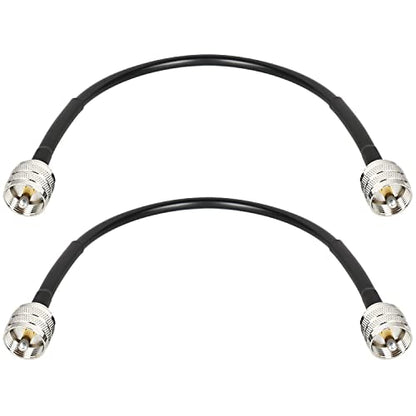 MOOKEERF RG8x Jumper Cable 1ft,2 Pack PL259 Jumper CB Coax Cable 50 Ohm,UHF PL259 Male to Male Low Loss CB Antenna Extension for HAM Radio,VHF Radio,SWR Meter,Antenna Analyzer - size: 1FT
