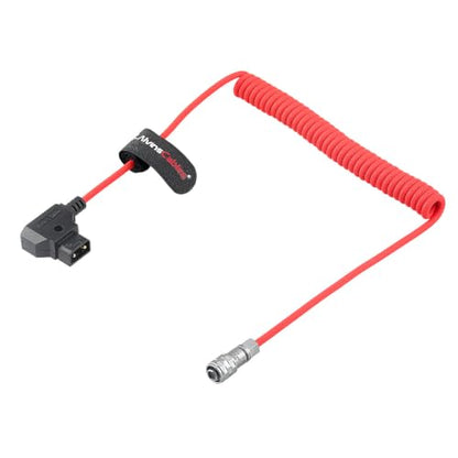 Alvin's Cables D-Tap to BMPCC 6K 4K Coiled Power Cable, Straight Weipu 2-Pin Female to D-Tap Male, Braided Ultra Flexible Coiled Cable for Blackmagic Pocket Cinema Camera 4K/6K/6K Pro, V-Mount, Red - color: Coiled Braided Red