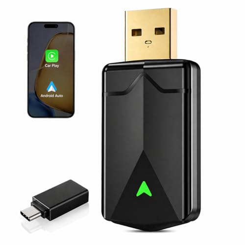 Wireless CarPlay Adapter– Android Auto Wireless Adapter, 5.8GHz Wi-Fi Plug & Play,Mini and Stable iOS 10+/Android 10+, Fast Auto-Connect for Cars 2016+ (1Pcs)