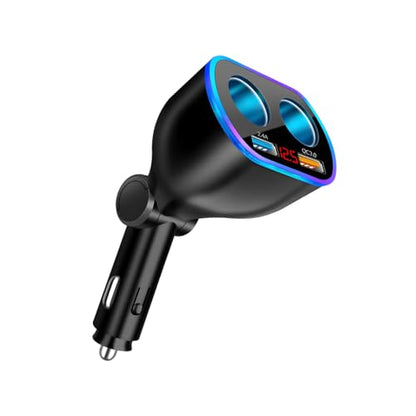 Ankuee Car Cigarette Lighter Splitter, 12/24V 2-Socket Vehicle Charger Adapter with Voltmeter QC3.0 ＆ USB Port 2.4A, Automotive Charging Accessories for GPS Dash Cam Phone, Universal Fit