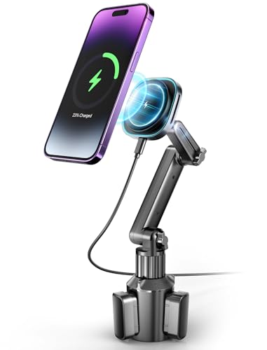 Cup Phone Holder Wireless Charger, Magnetic Phone Holder Car Wireless Charger, Fast Charging for iPhone 17/17 Air/17 Pro/17 Pro Max, Galaxy - Black - style: Magnetic Wireless Charger