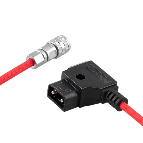 Alvin's Cables D-Tap to BMPCC 6K 4K Coiled Power Cable, Straight Weipu 2-Pin Female to D-Tap Male, Braided Ultra Flexible Coiled Cable for Blackmagic Pocket Cinema Camera 4K/6K/6K Pro, V-Mount, Red - color: Coiled Braided Red