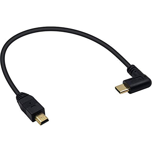 Duttek Mini USB to USB C Cable, Right Angled USB C to Mini USB Male to Male Converter Cable Cord for Digital Camera and More 9.5inch/25cm