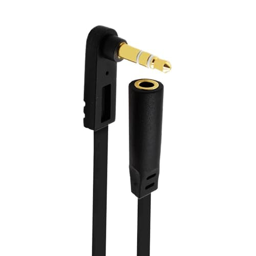 6 Inch 3.5mm Audio Extension Cable, Straight Famale to Right Angle Male 1/8" TRS Jack Extender AUX Cord for Headphone, Speaker, Car Stereo, Home Stereo, 5 Pack