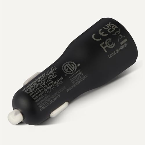 Amazon Basics Fast-Charging Car Charger, Dual-Port, 1 USB-C + 1 USB-A, 32W, Multi-Device Compatibility, Safety Features, Black - size: 32W, style: USB A+USB C