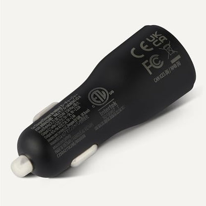 Amazon Basics Fast-Charging Car Charger, Dual-Port, 1 USB-C + 1 USB-A, 32W, Multi-Device Compatibility, Safety Features, Black - size: 32W, style: USB A+USB C