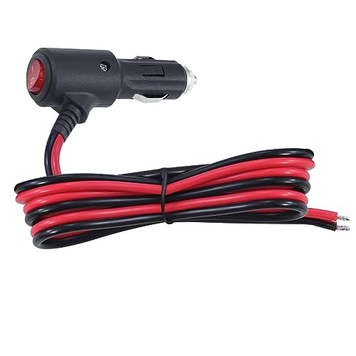 12Volt Replacement Cigarette Lighter Male Plug with On Off Switch - 3FT 12V Fused 15amp Cigarette Male Plug with 16gauge Leads, 12V DC Car Plug Replacement for Car Cooler,Cb Radio, Air Compressor - size: 3FT