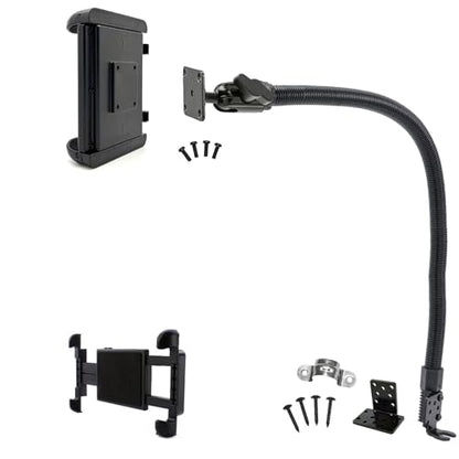 LycoGear Enhanced ELD Floor Seat Rail Tablet Mount for Car Truck Fleet Limo - Adjustable Gooseneck iPad Air Pro Mini Holder for All Vehicle |Compatible w/7-14 Tablets (incldues 2nd Drill Plate Kit)