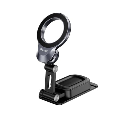 Trusmi Magnetic Car Phone Holder, Dashboard Mount Compatible with MagSafe, 360° Foldable Adhesive Car Phone Mount with Metal Plate, for iPhone 17/16/15/14/13/12, Samsung Galaxy S26/S25/S24, Pixel etc