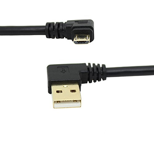 Micro USB Right Angle 90 Degree Cable Charging Extension Micro-B Male to USB2.0 Cable Data line with Gold Plated Connector Left/Right Angled 5.9inch (0.15m)