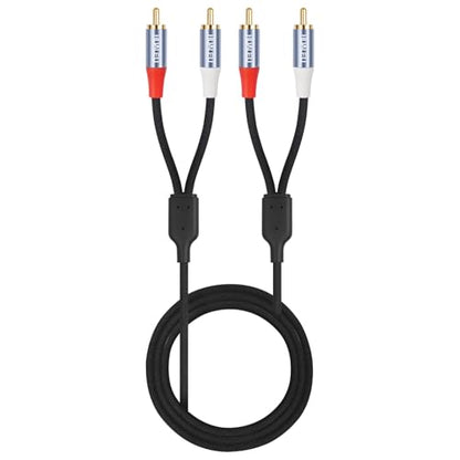 1Pack Gold-Plated 2RCA Male to 2RCA Male Aluminum Shell Auxiliary Audio Cord,2 RCA M/M Stereo Audio Cable for Amplifier,TV,Mixer,Audio player-16FT - size: 16FT*1