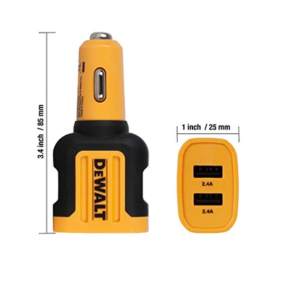 DEWALT Heavy Duty USB Car Charger Adapter, 24W, Cigarette Lighter Adapter - size: 2-Ports-USB A
