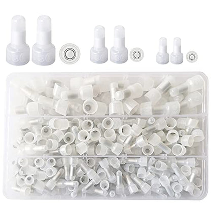 250PCS Closed End Crimp Terminals Nylon Wire Connectors Crimp Cap Wire Terminals Connectors Assortment Kit 22-16/16-14/12-10 AWG Wire End Caps (SNM)