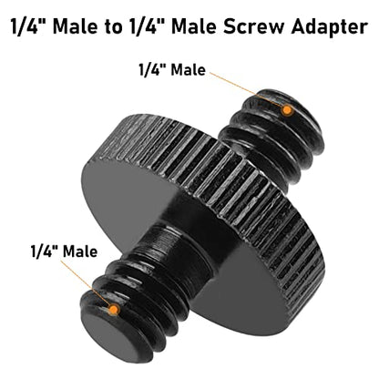1/4" Male to 1/4" Male Threaded Tripod Screw Adapter Double Head Stud Standard Mounting Thread Converter for Camera Cage Mount Light Stand Monopo Shoulder Rig Tripod Black-2 Packs - color: 2 Packs