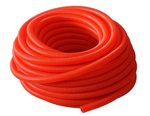 Absolute USA SLT12RD 1/2-Inch x 100-Feet Red Split Loom Split Wire Loom Polyethylene Conduit Corrugated Plastic Tubing Sleeve for Various Automotive, Home, Marine, Industrial Wiring Applications, Etc.