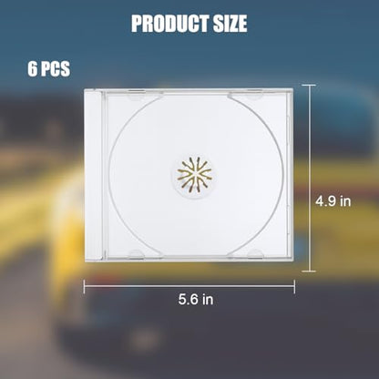 6PCS Car CD Jewel Case, Clear Vehicle CD Storage Box with Assembled Removable Tray, Automotive DVD Disc Cover Protection Replacement Accessories, Universal for SUV Truck Sedan (White) - color: White