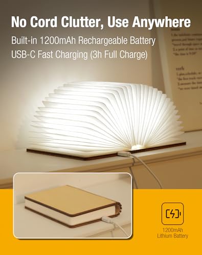 5.7 in Wooden Book Lamp, Book Lovers Gifts,Teacher Appreciation Gifts - color: Maple, size: Middle