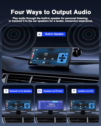 Avylet 8.1'' Wireless Apple Carplay Screen for Car, Android Auto with Backup Camera, Portable Car Stereo Touchscreen with OTA/GPS Navigation/Mirror Link/Voice Control/Bluetooth/AUX/FM/WiFi | with Backup Camera, Portable Car Stereo Touchscreen with OTA/GPS