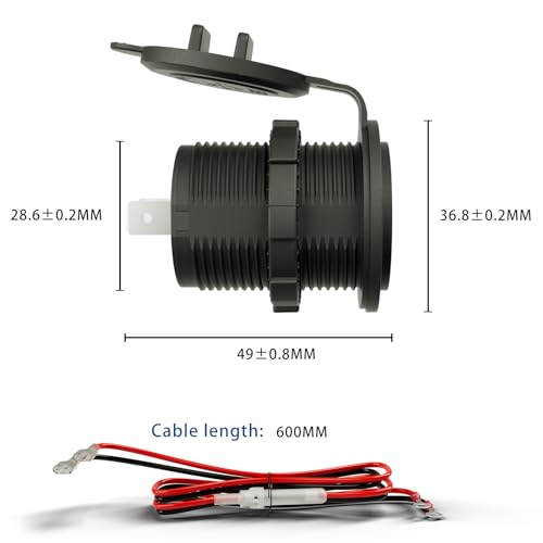 Dual USB Charger Socket Blue LED 12V/24V 2.1A & 2.1A for Marine Motorcycle Truck Golf Cart RV, Car etc.