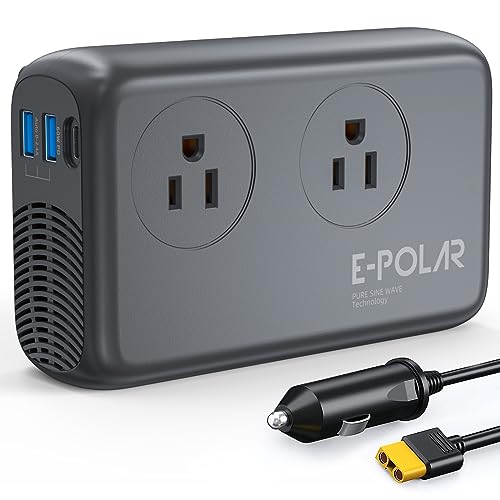 300W Car Power Inverter Pure Sine Wave with 60W PD USB-C, Power Inverters for Vehicles DC 12V to 110V AC, Car Inverter Power Outlet with XT60 Cable (Grey)