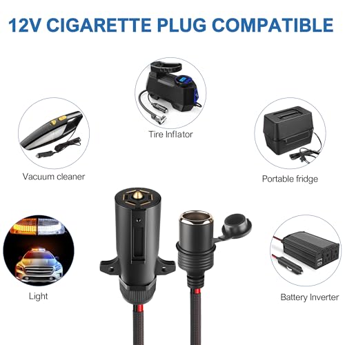 7 Pin to Cigarette Lighter Adapter,10AWG 7-Way Power Access Cable