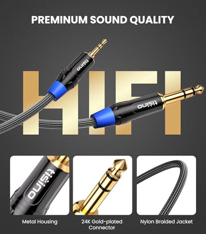 Tisino 1/4" to 1/8" Audio Cable, 3.5mm to 1/4" TRS Adapter Cable, 6.6FT/2m - size: 6 feet
