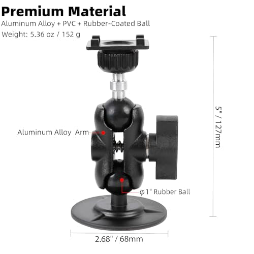 Flexible Adhesive Car Mount for Portable CarPlay Screens, Dual 360° Rotating Ball Joints Adjustable CarPlay Holder for Truck Dashboard, Compatible with 7"–12" CarPlay Screen - style: Short