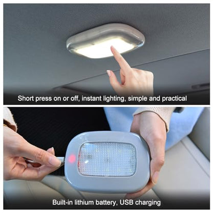 Ohleats Car Interior Ceiling Roof Lights, Magnetic Rechargeable USB Wireless Dome Lamp, LED Auto Map Reading Light Cover for Insider Roof Ceiling, Universal Car Accessories (Black) - color: Black
