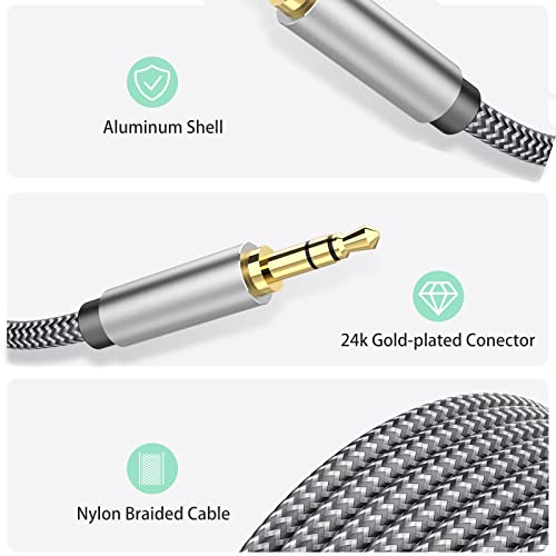 Aux Cord 25ft, 3.5mm Audio Cable - Nylon Braided 3.5mm Male to Male AUX Cable Cord for Car, Headphones, Home Stereos, Speaker - size: 25ft