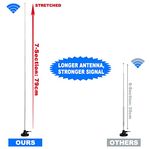 Bingfu Strong Magnetic Base FM Radio Antenna Telecopic for Pioneer Onkyo Yamaha Marantz Sherwood Indoor Digital HD FM Radio Bluetooth Home Stereo Receiver AV Audio Video Home Theater Tuner