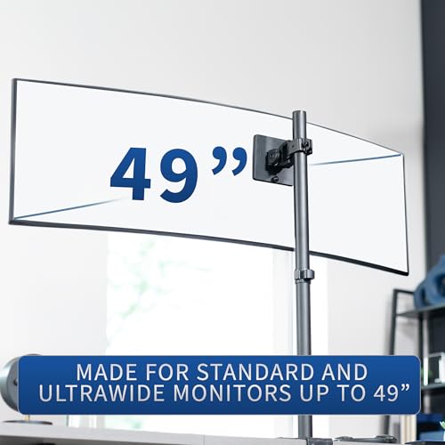 VIVO Steel Ultrawide Monitor Bracket Pole Mount with Removable 75mm and 100mm VESA Plate, Fits up to 49 inch Screens, 1.4 inch Pole Diameter, Black, MOUNT-POLE49U