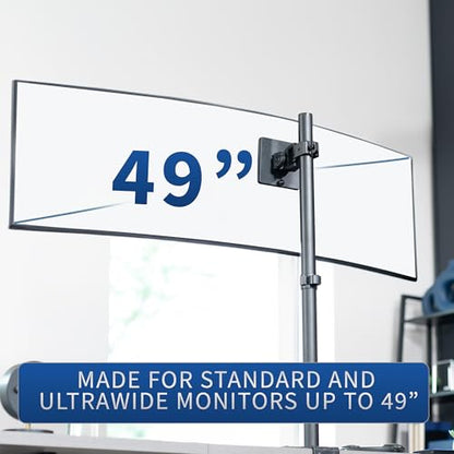 VIVO Steel Ultrawide Monitor Bracket Pole Mount with Removable 75mm and 100mm VESA Plate, Fits up to 49 inch Screens, 1.4 inch Pole Diameter, Black, MOUNT-POLE49U