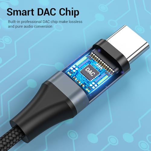 2pcs USB C to 3.5mm Female Headphone Jack Adapter - color: Grey, size: 4.6 IN-2PCS