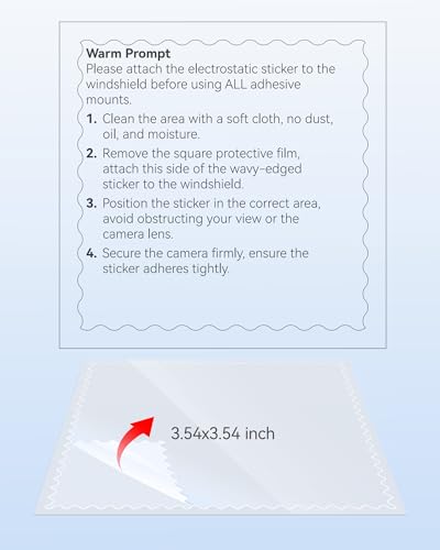 REDTIGER Adhesive and Electrostatic Stickers for F17 Elite / VC70 Dash Cam Mounting, Strong Windshield Grip, No Sticky Residue, Double-Sided Design